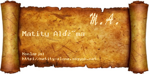 Matity Alóma névjegykártya